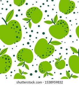 Apple fruit seamless pattern, abstract repeated background. For paper, cover, fabric, gift wrap, wall art, interior decor. Simple surface pattern design. 