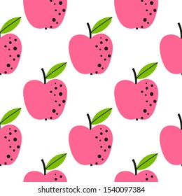 Apple fruit seamless pattern, abstract repeated background. For paper, cover, fabric, gift wrap, wall art, interior decor. Simple surface pattern design. 
