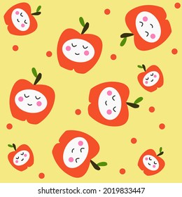 Apple fruit seamless pattern, abstract repeated background. For paper, cover, fabric, gift wrap, wall art, interior décor. Simple surface pattern design. Vector