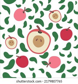 Apple fruit seamless pattern, abstract repeated background. For paper, cover, fabric, gift wrap, wall art, interior décor. Simple design. Vector