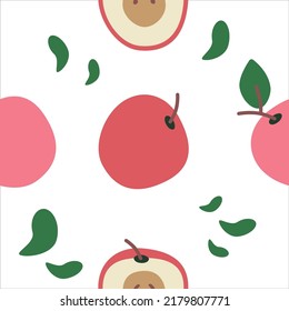 Apple fruit seamless pattern, abstract repeated background. For paper, cover, fabric, gift wrap, wall art, interior décor. Simple design. Vector
