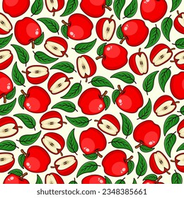 Apple fruit seamless pattern background illustration