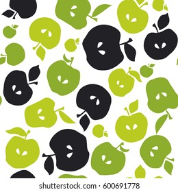 apple fruit seamless pattern for fabric, background, wrapping paper. repeatable surface design for kitchen in simple flat cute style
