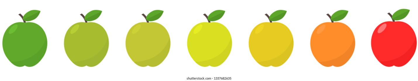 Apple fruit set. Green red yellow apples, Vector illustration
