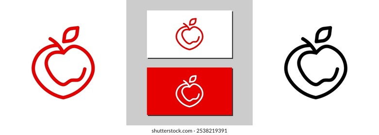 apple fruit sign icon white and black logo