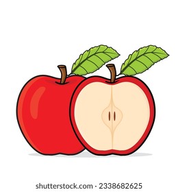 Apple. Apple fruit. apple slice. Apple cartoon vector icon design illustration