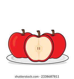 Apple. Apple fruit. apple slice. Apple cartoon vector icon design illustration