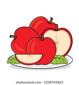 Apple. Apple fruit. apple slice. Apple cartoon vector icon design illustration