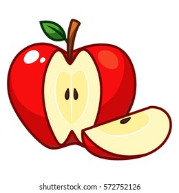 Apple fruit sliced vector.