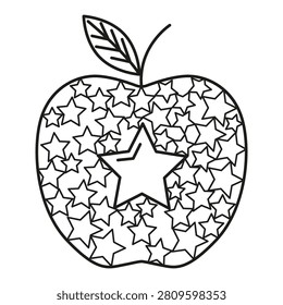Apple fruit snack features contour vector graphic. Visualizes fresh vegetarian nutrition concepts. eps 10