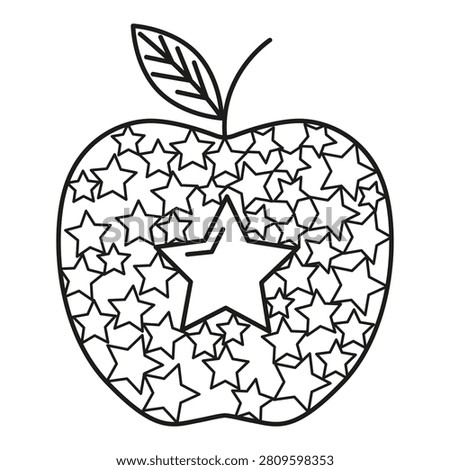 Apple fruit snack features contour vector graphic. Visualizes fresh vegetarian nutrition concepts. eps 10