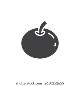 Apple fruit solid glyph icon. A filled vector icon with leaf and stem. This icon symbol suits school sign use and represents health and nutrition symbolically.