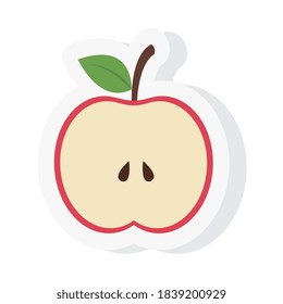 Apple fruit sticker and flat style icon design, healthy organic food theme Vector illustration