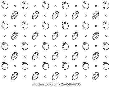 Um padrão de ilustração de fruta de maçã e morango com fundo branco, embalagem de alimentos, ilustração de frutas desenhada à mão anúncios impressos, negócio de alimentos, fazenda