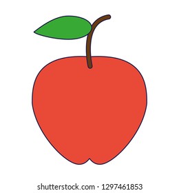 Apple fruit symbol isolated blue lines