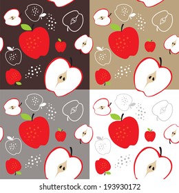 apple fruit theme seamless background illustration template 