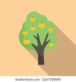 Apple fruit tree icon flat vector. Garden plant. Harvest bloom