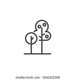 Apple Fruit Tree Outline Icon. Linear Style Sign For Mobile Concept And Web Design. Tree Plant Simple Line Vector Icon. Symbol, Logo Illustration. Pixel Perfect Vector Graphics