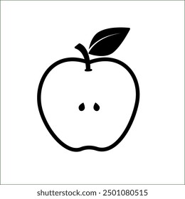 Apple fruit vector. Apples split in half. Healthy fruit Apple fruit on withe background.