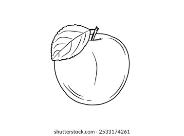 Vector de fruta de manzana con arte de línea negra