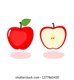 Apple fruit vector ,fresh fruit isolated on white background,red apple illustration