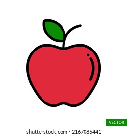 Apple fruit vector icon in flat style design for website design, app, UI, isolated on white background. Editable stroke. EPS 10 vector illustration.