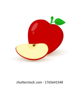 Apple Fruit Vector Illustration. Apfel und Scheiben von Apple. Flachbildkartonstil