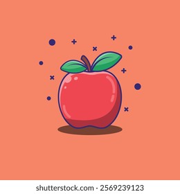 Apple Fruit Vector Icon Illustration. Isolated Apple Fruit Icon Concept. Flat Cartoon Style Suitable for Landing Web Page, Banner, Flyer, Sticker, Card