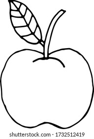 
Apple fruit vector illustration. Black white apple isolated on a white background.
