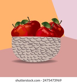 Apple fruit  vector illustration. Food ingredient concept for organic products, harvest healthy, vegetarian, diet food.