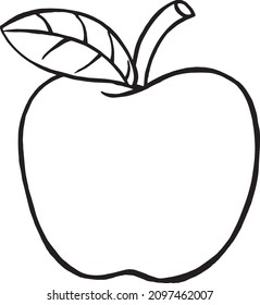 Apple fruit vector illustration.  hand drawn sketch illustration. Black white apple isolated on white background