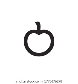 ilustración vectorial de manzana, contorno aislado en blanco