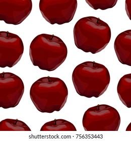 Apple fruit vector illustration seamless pattern. Food cartoon wallpaper