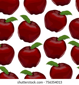 Apple fruit vector illustration seamless pattern. Food cartoon wallpaper