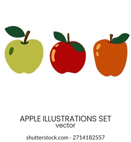 Conjunto de Ilustración vectorial de fruta de manzana.