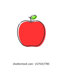 Apple fruit vector isolated. Cartoon Apple icon on white background. Icon for web design, apps, sticker, banner, poster, printing usage and part of logo. 
