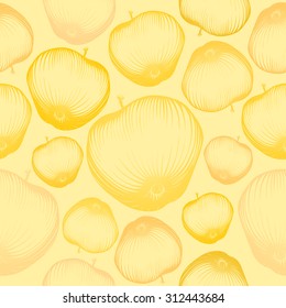 Apple fruit wallpaper seamless pattern. Hand drawn sketch, trace vector illustration