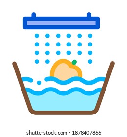 vectores de icono de lavado de fruta de manzana. signo de lavado de fruta de manzana. ilustración de símbolo de color
