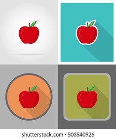 apple fruits flat icons vector illustration isolated on background
