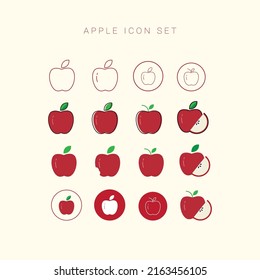 apple  fruits icon set vector