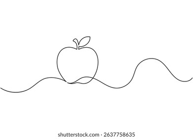 Apple fruits line art illustration in minimalist single stroke design isolated vector drawing