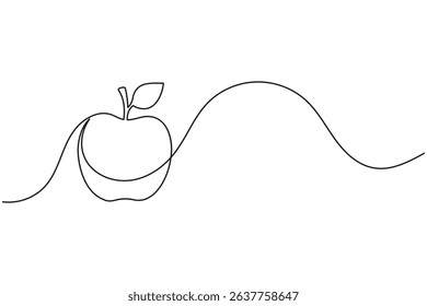 Apple fruits line art illustration in minimalist single stroke design isolated vector drawing