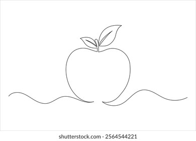 Apple fruits line drawing of isolated continuous outline vector icon