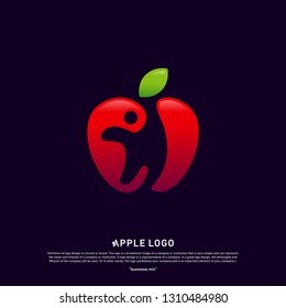 Apple with Fun People Healthy life logo concept. Apple Creative Logo vector template. Icon symbol
