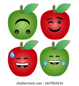 Apple funny character flat style on white background