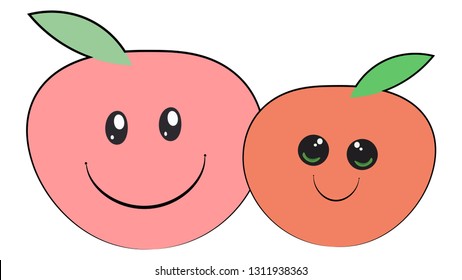 Apple funny character. Apple smile sticker
