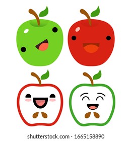 Apple funny happy icon cartoon character