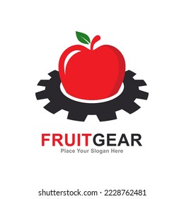 Apple gear vector logo design. Suitable for business, fruit, food and industry