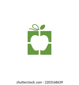 apple gift box logo design vector