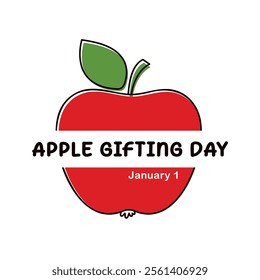 Apple Gifting Day, January 1, vector illustration